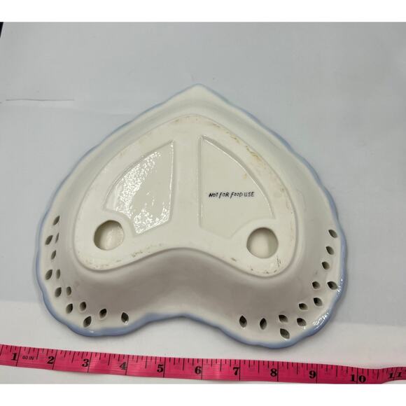 VTG Lace Lattice Textured Molded Milk Glass Painted Heart Flower Garden Decor - Picture 4 of 11